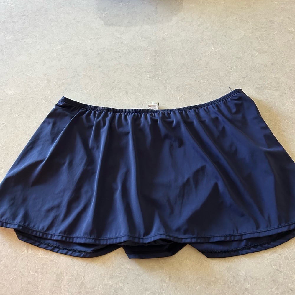 Navy Blue Skirted Swim Shorts